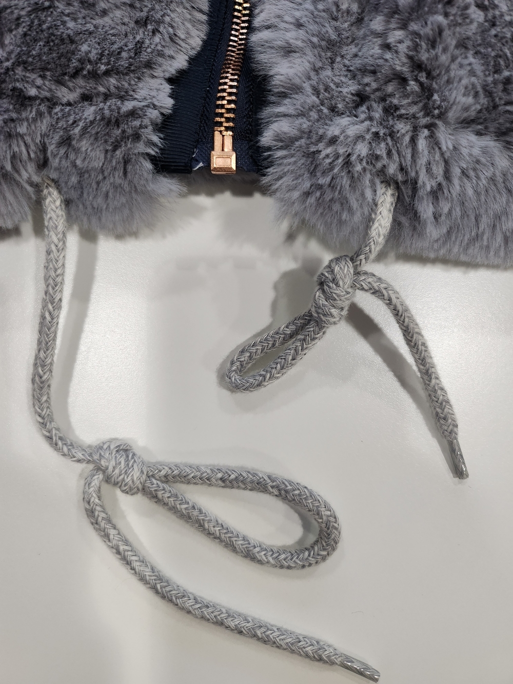 Anthropologie Elevenses Blue Gray Faux Fur Zip Up Teddy Jacket Plush Medium - Picture 7 of 14
